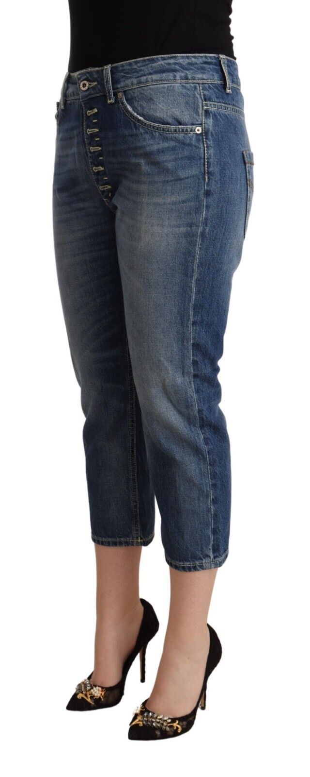 Dondup Blue Washed Mid Waist Capri Denim Jeans | Regal Royce