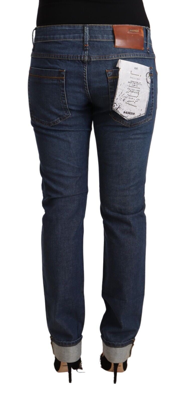 Acht Dark Blue Cotton Slim Fit Folded Hem Denim Jeans | Regal Royce