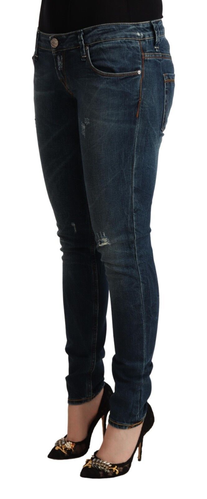 Acht Blue Washed Low Waist Slim Fit Denim Jeans | Regal Royce