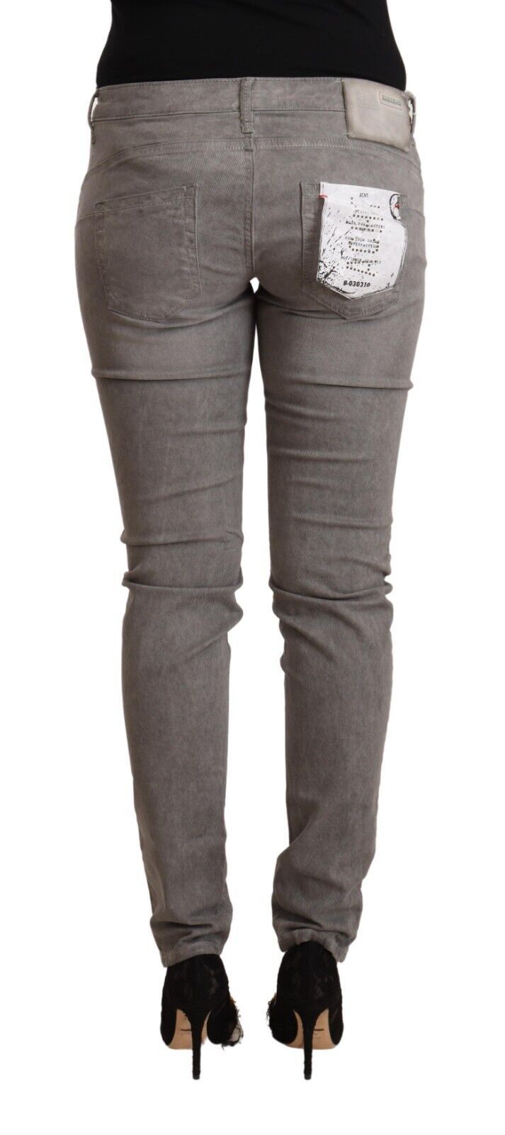 Acht Gray Cotton Low Waist Skinny Push Up Denim Jeans | Regal Royce