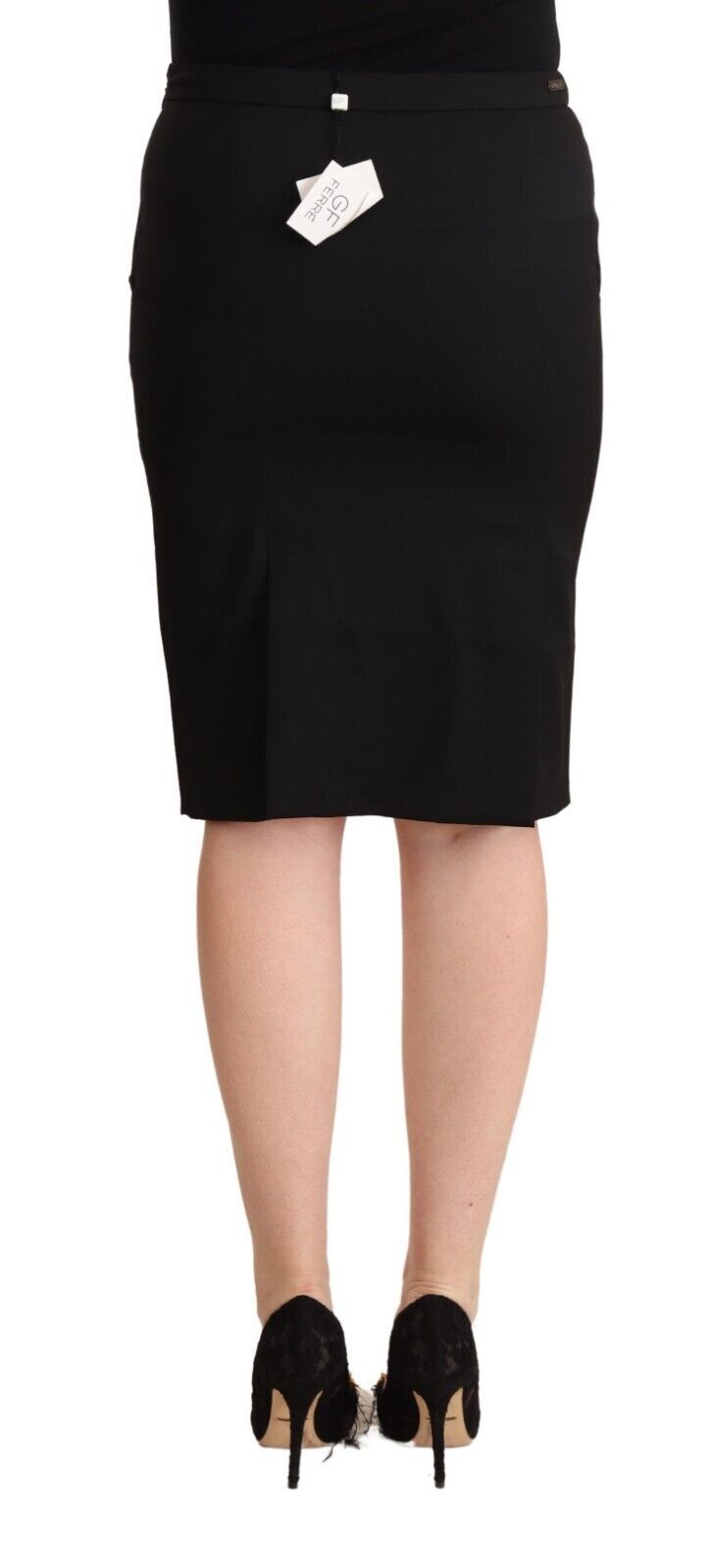 GF Ferre Black Pencil Knee Length Straight Skirt | Regal Royce