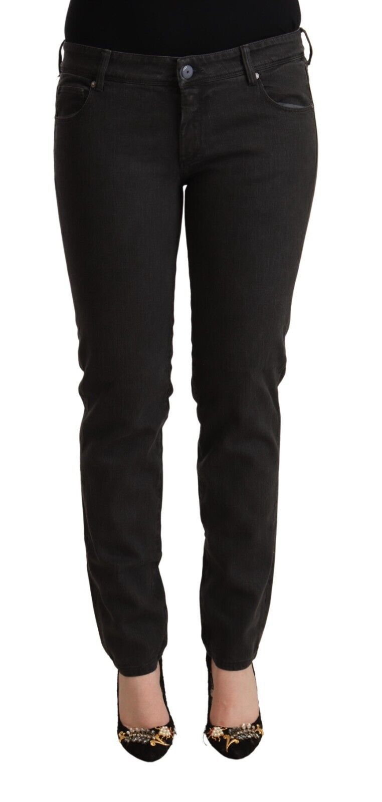 Ermanno Scervino Black Low Waist Skinny Denim Cotton Jeans | Regal Royce