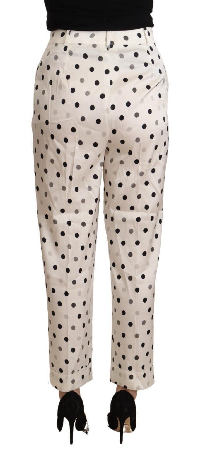 Ermanno Scervino White Polka Dotted High Waist Tapered Pants | Regal Royce
