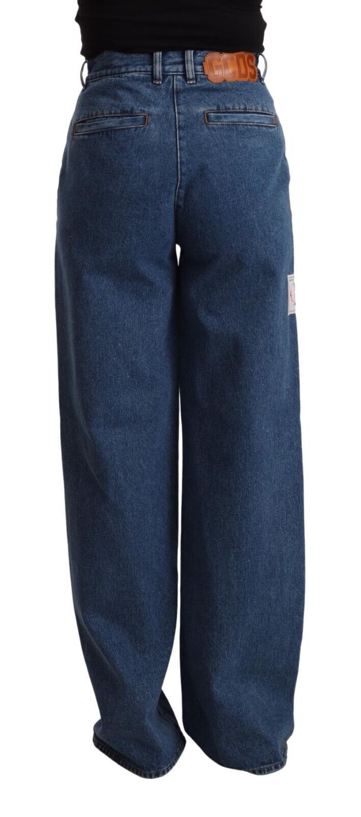 GCDS Blue Cotton High Waist Wide Leg Boot Cut Denim Jeans | Regal Royce