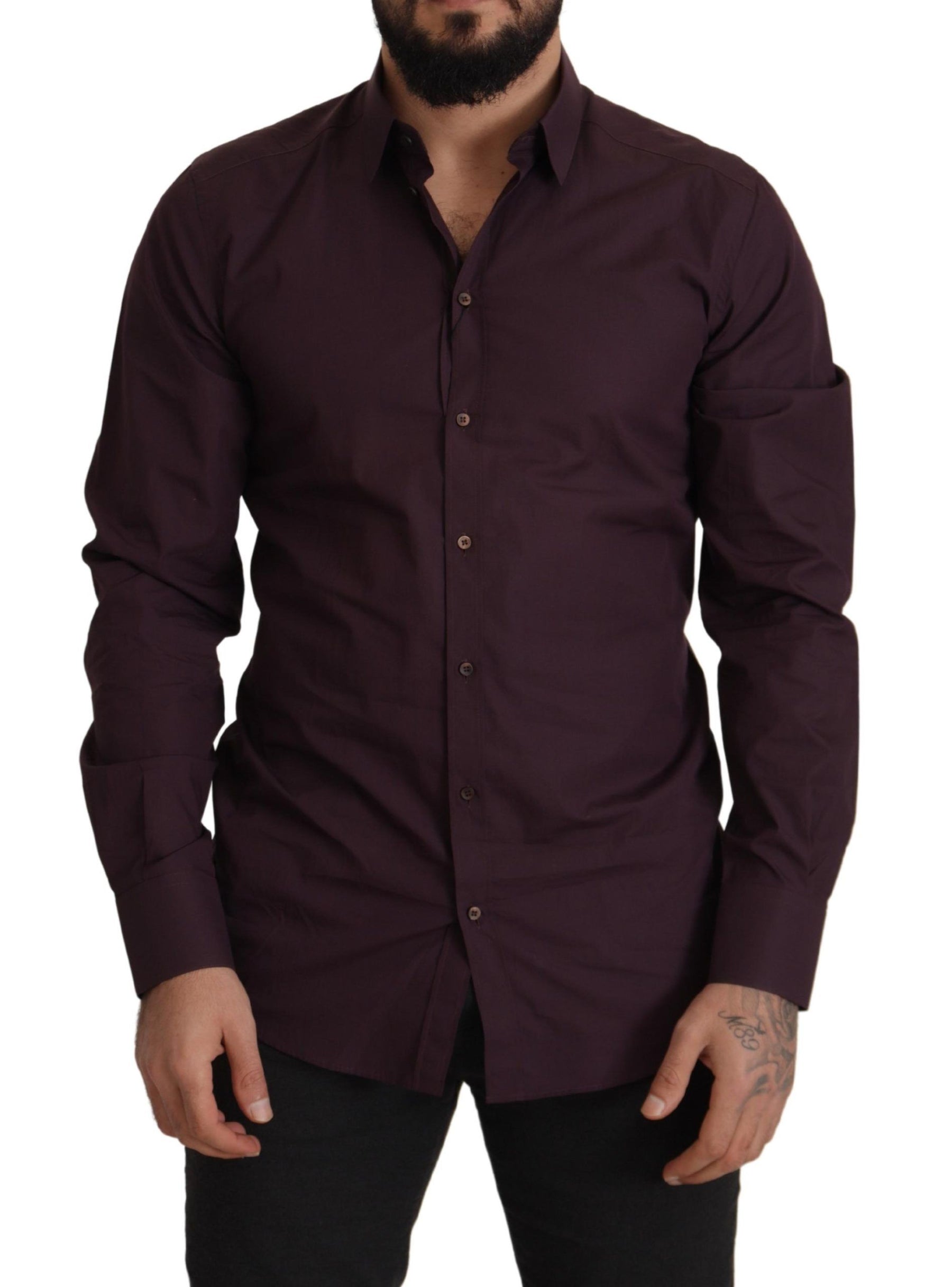 Dolce & Gabbana Purple Cotton GOLD Slim Fit Dress Shirt | Regal Royce