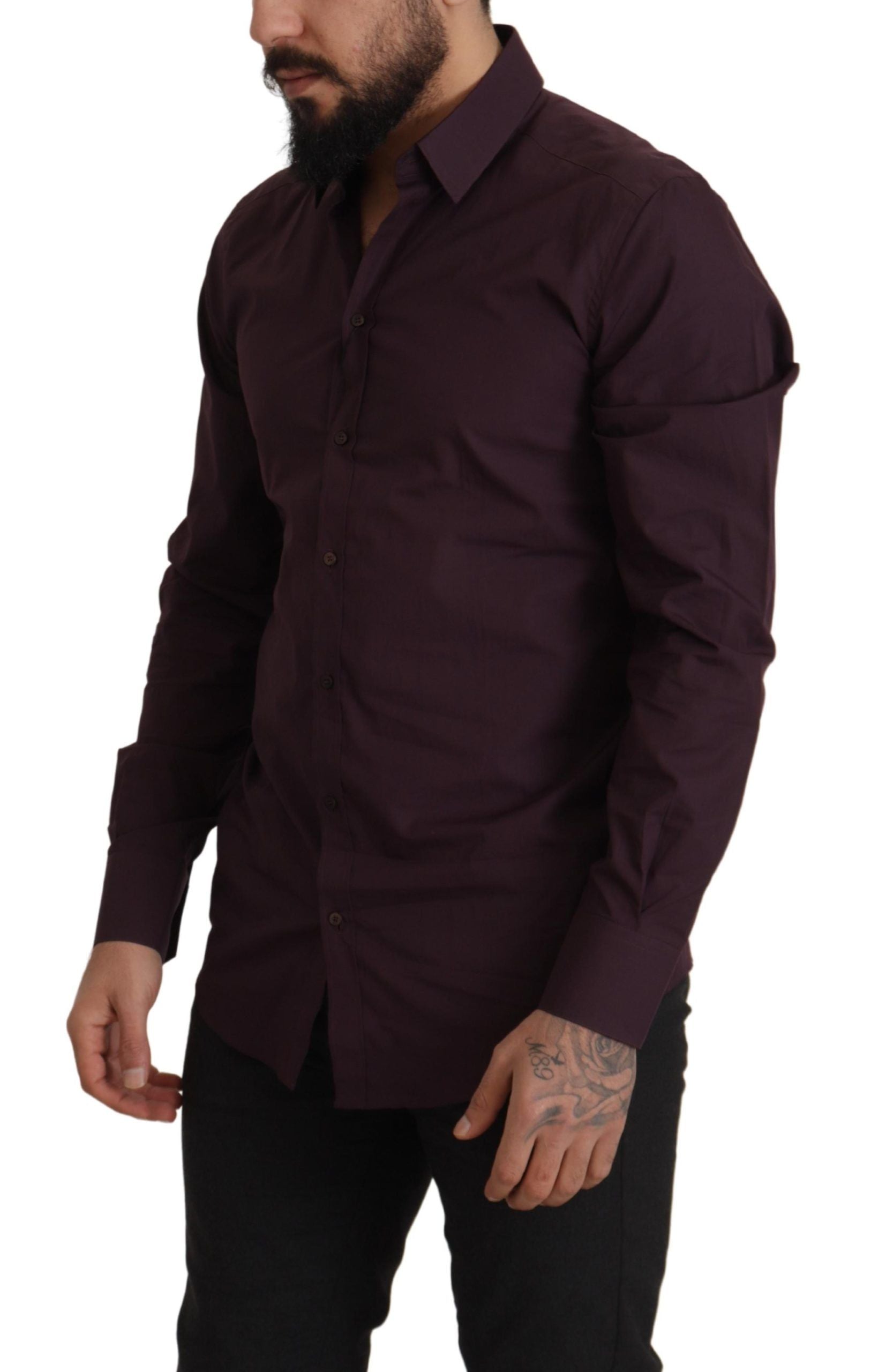 Dolce & Gabbana Purple Cotton GOLD Slim Fit Dress Shirt | Regal Royce