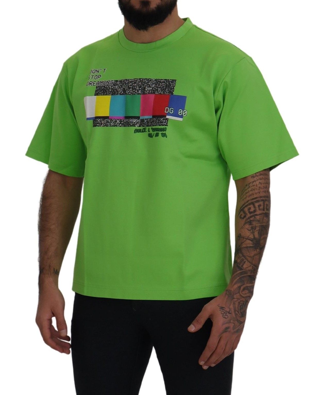 Dolce & Gabbana Green Cotton DG CHANNEL Top T-shirt | Regal Royce