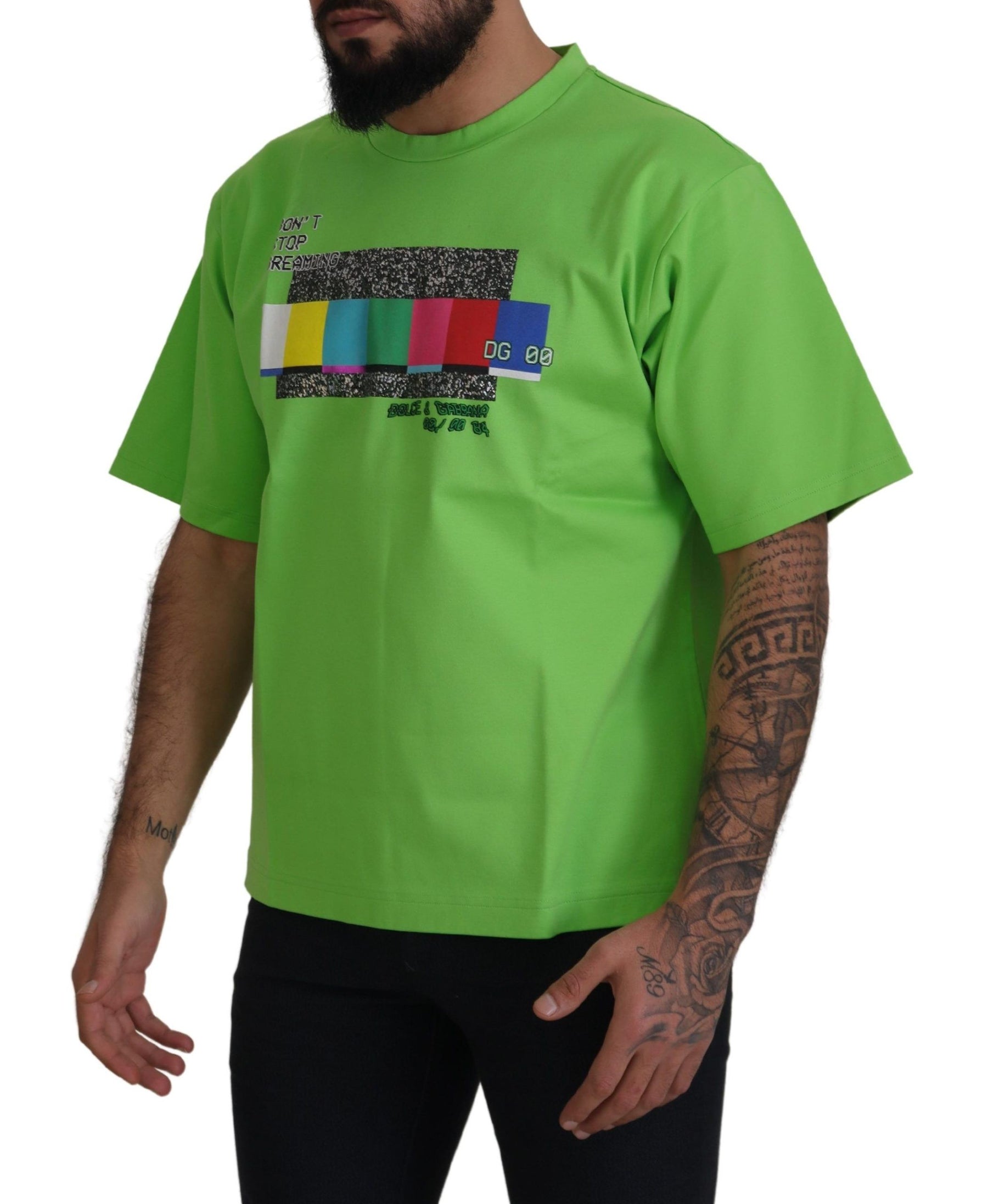 Dolce & Gabbana Green Cotton DG CHANNEL Top T-shirt | Regal Royce