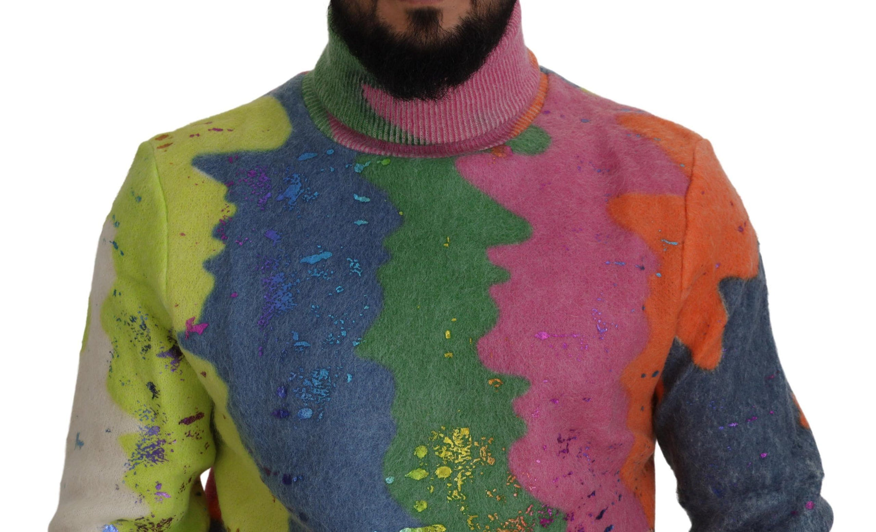 Dolce & Gabbana Multicolor Turtleneck Pullover Mohair Sweater | Regal Royce
