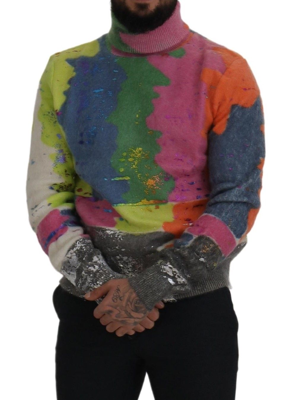 Dolce & Gabbana Multicolor Turtleneck Pullover Mohair Sweater | Regal Royce