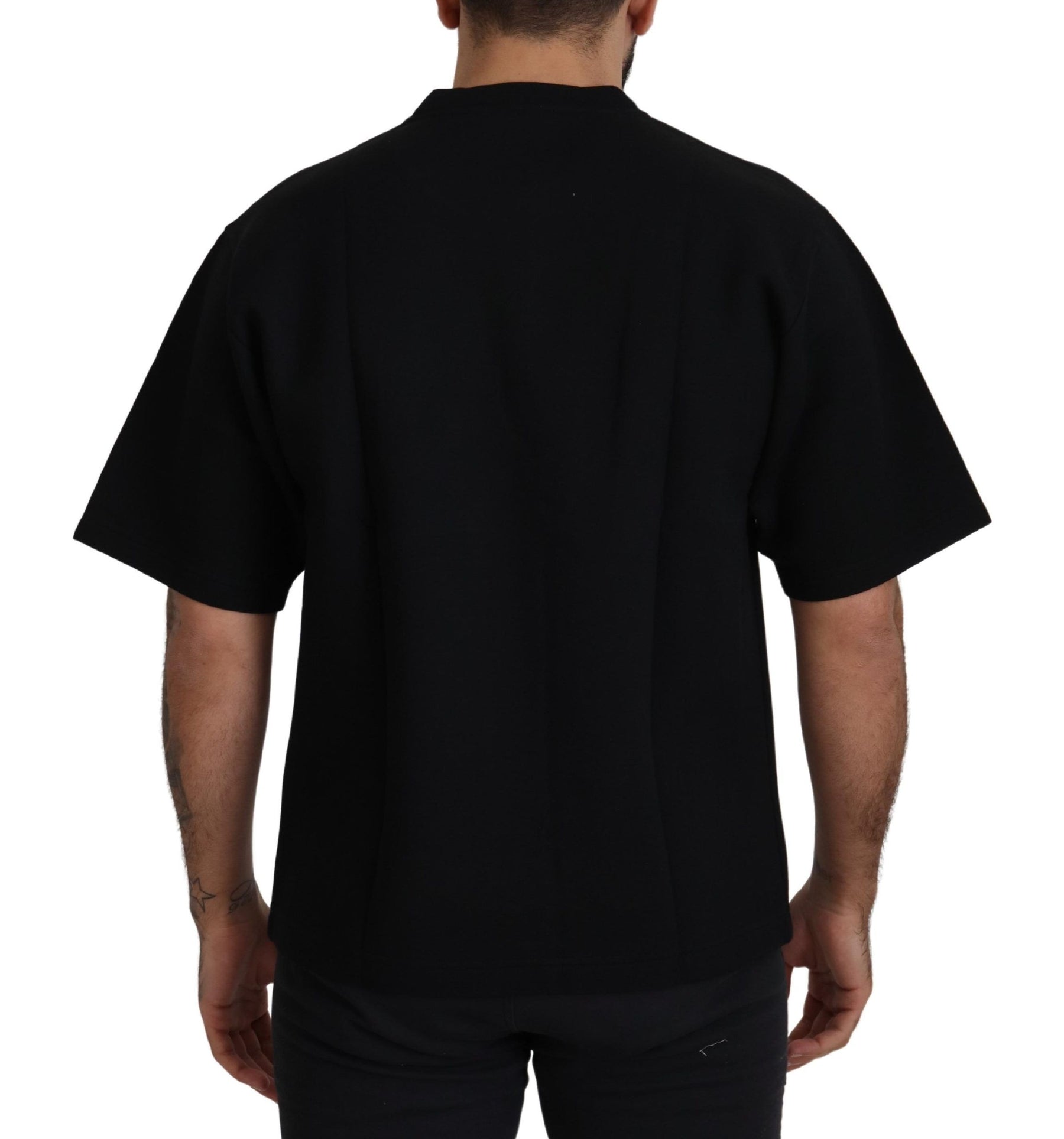 Dolce & Gabbana Black Logo Cotton Crewneck T-shirt | Regal Royce