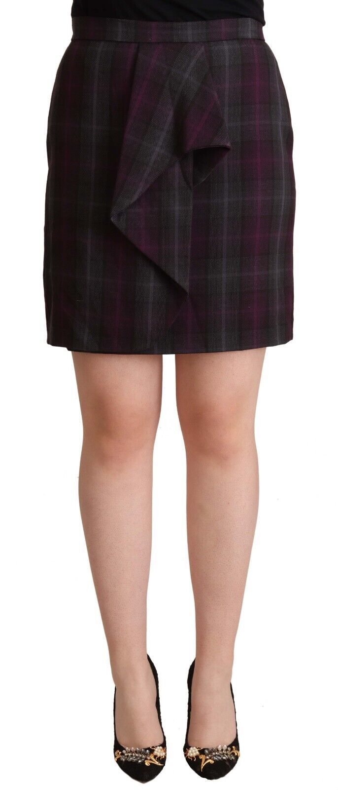BENCIVENGA Multicolor Checkered Ruffle High Waist Mini Skirt | Regal Royce