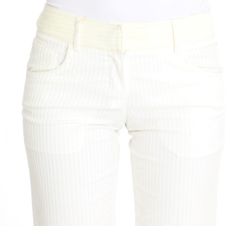 Ermanno Scervino White Striped Straight Fit Pants | Regal Royce
