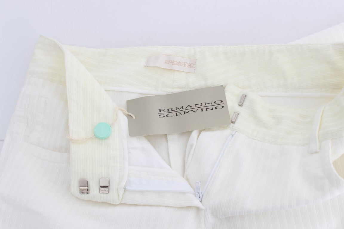 Ermanno Scervino White Striped Straight Fit Pants | Regal Royce