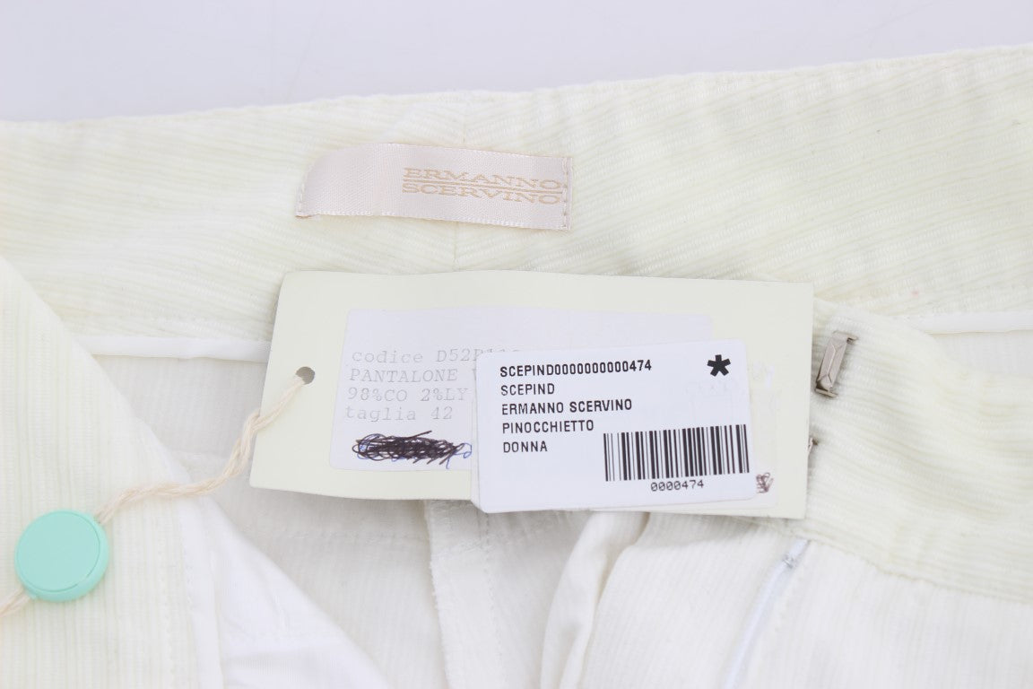 Ermanno Scervino White Striped Straight Fit Pants | Regal Royce