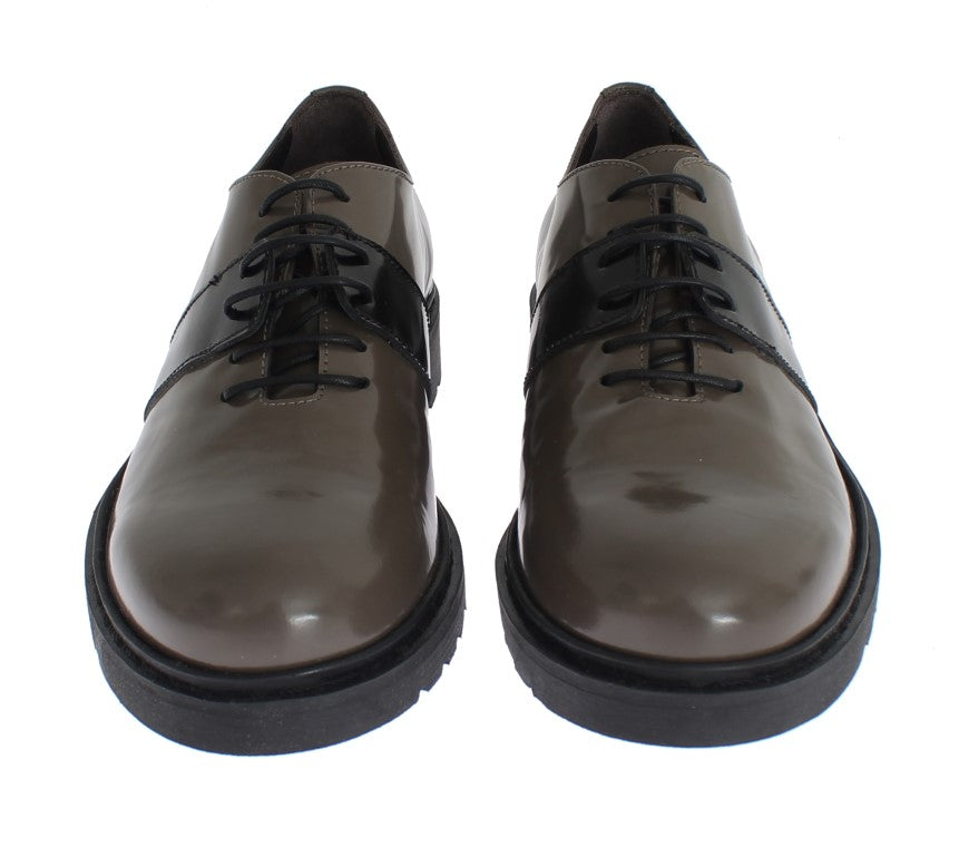 AI_ Gray Brown Leather Laceups Shoes | Regal Royce