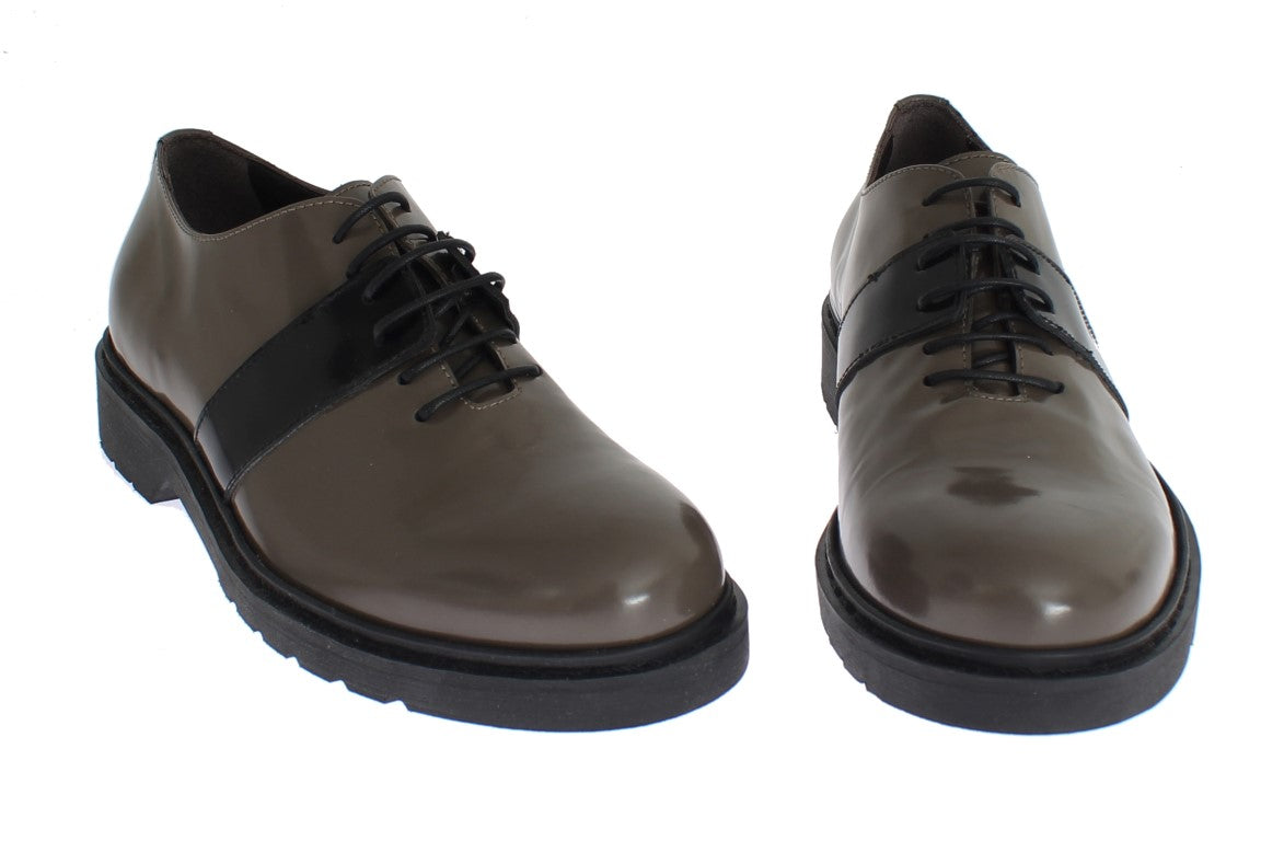 AI_ Gray Brown Leather Laceups Shoes | Regal Royce