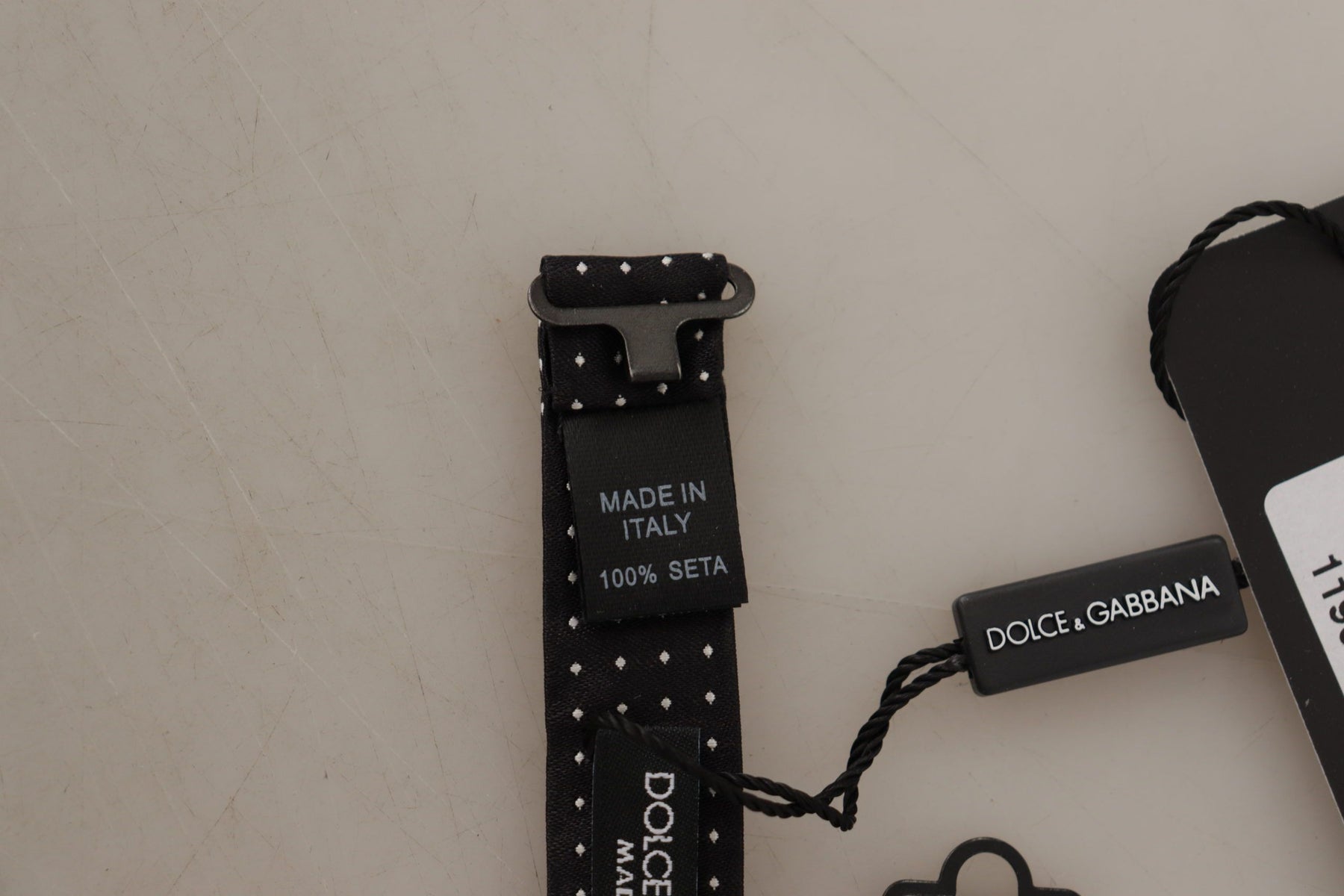 Dolce & Gabbana Black White Polka Dot Adjustable Neck Papillon Bow Tie | Regal Royce