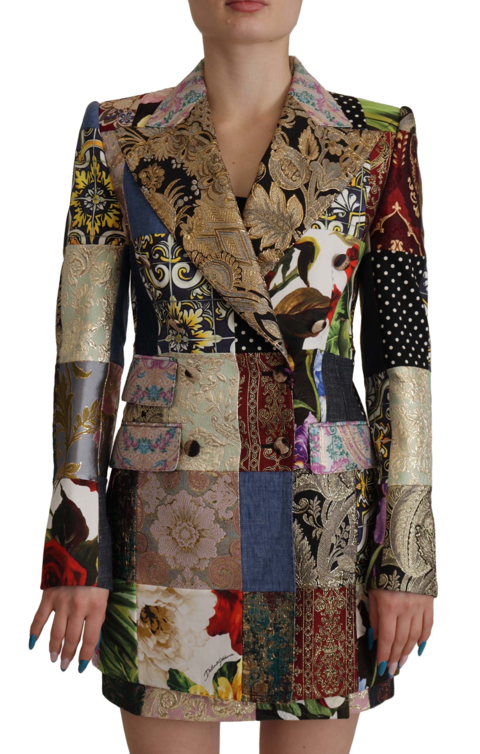 Dolce & Gabbana Multicolor Double-Breasted Patchwork Jacquard Blazer Jacket | Regal Royce