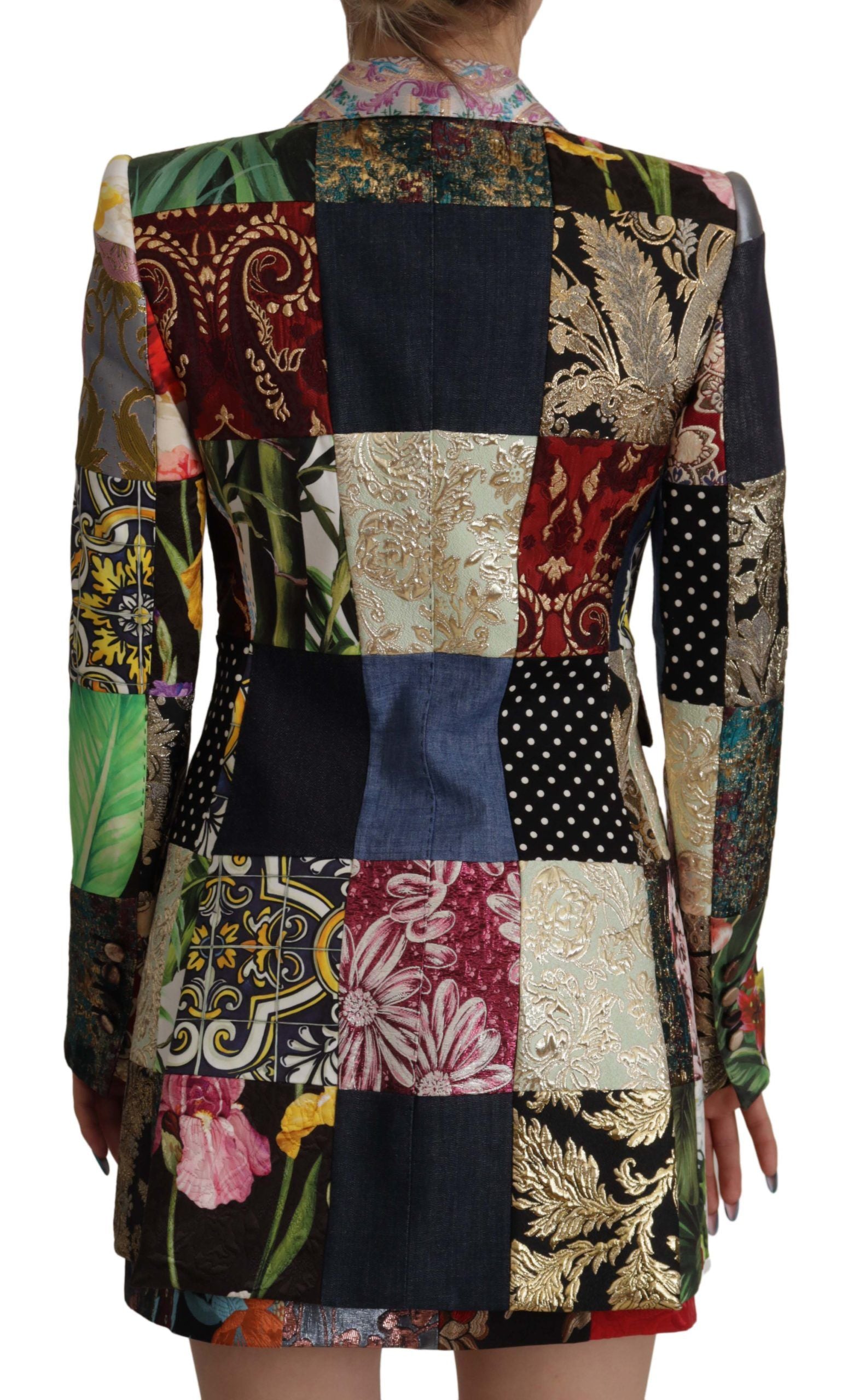 Dolce & Gabbana Multicolor Double-Breasted Patchwork Jacquard Blazer Jacket | Regal Royce