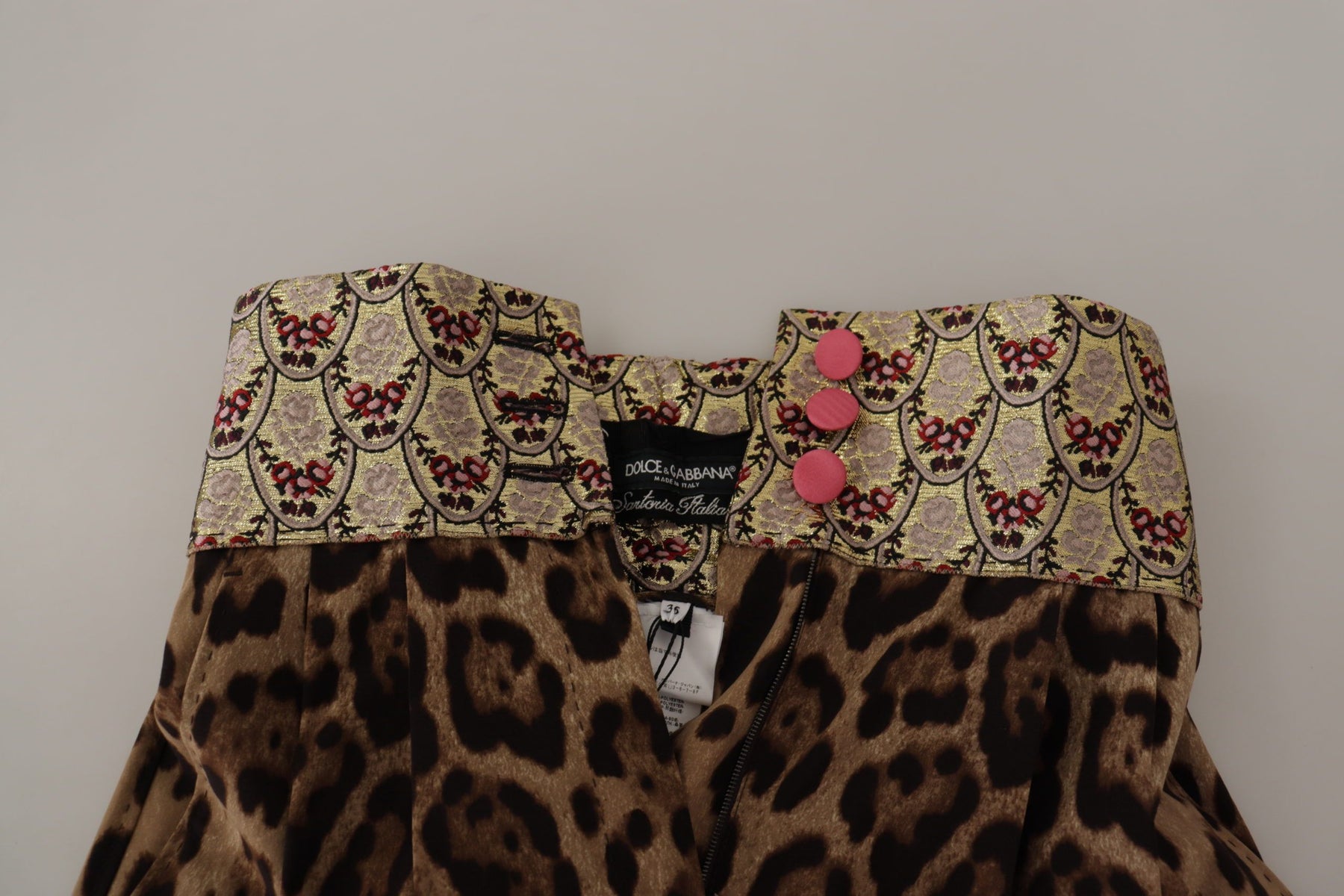 Dolce & Gabbana Brown Leopard Gold Jacquard High Waist Pants | Regal Royce