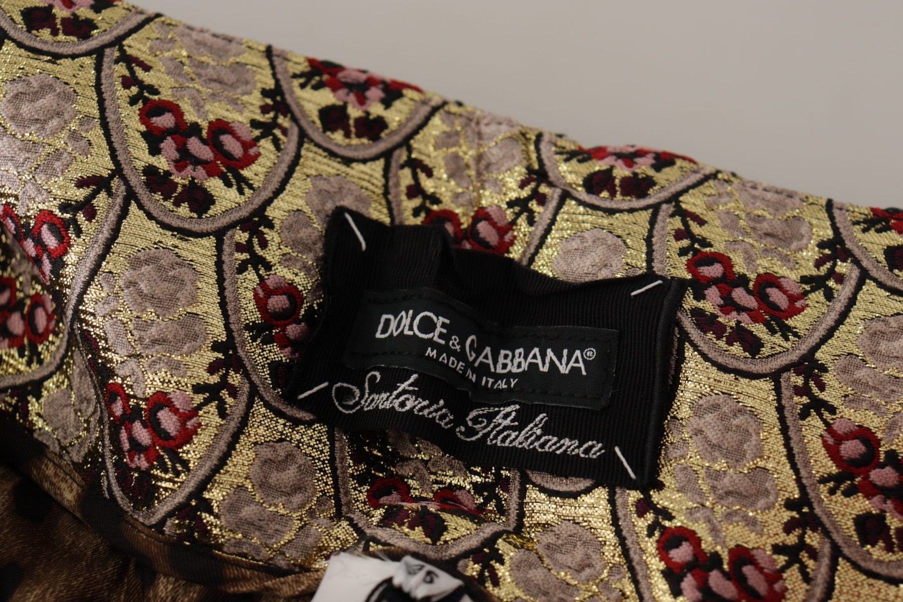 Dolce & Gabbana Brown Leopard Gold Jacquard High Waist Pants | Regal Royce