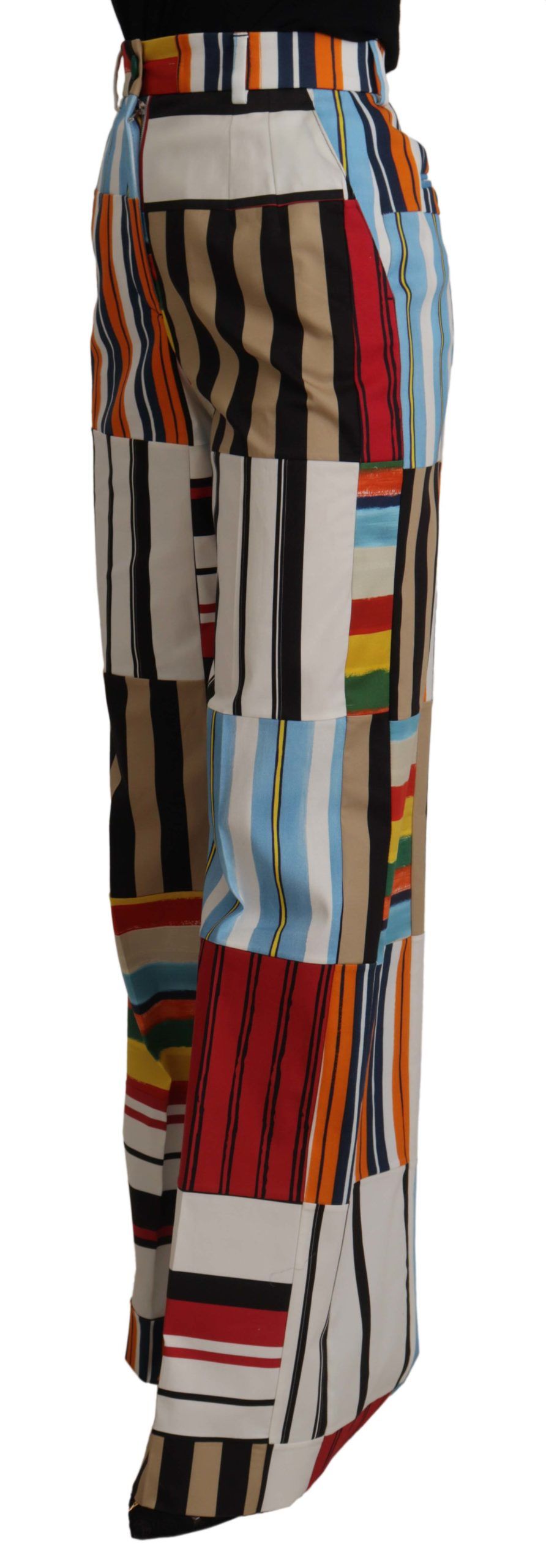Dolce & Gabbana Multicolor Striped High Waist Cotton Pants | Regal Royce