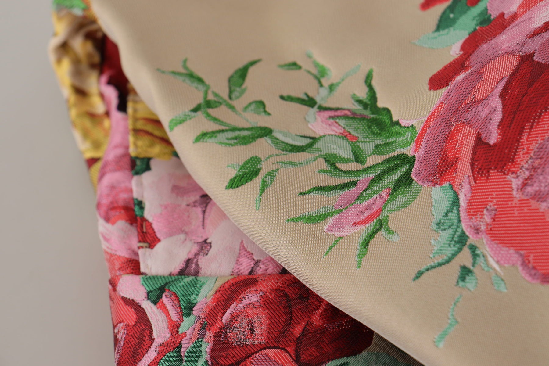 Dolce & Gabbana Beige Floral Dress Formal High Waist Pants | Regal Royce