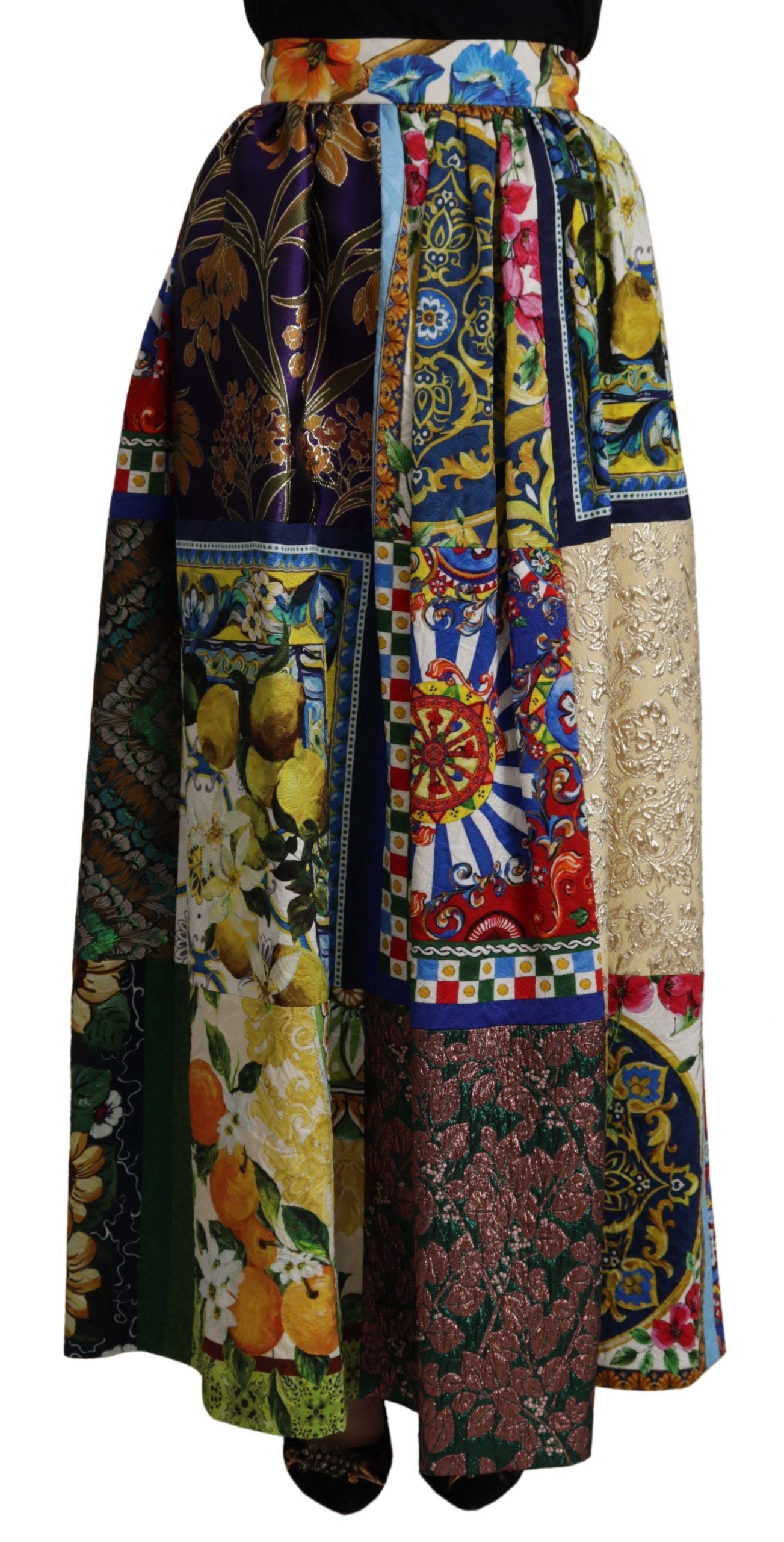 Dolce & Gabbana Multicolor Patchwork Sicily Long Maxi Skirt | Regal Royce