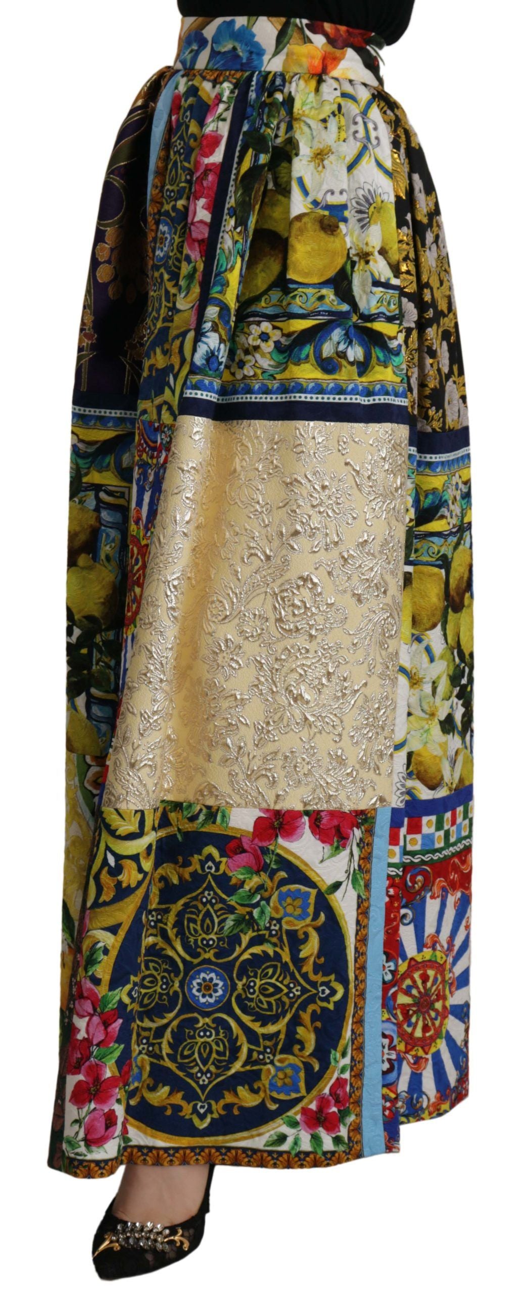 Dolce & Gabbana Multicolor Patchwork Sicily Long Maxi Skirt | Regal Royce