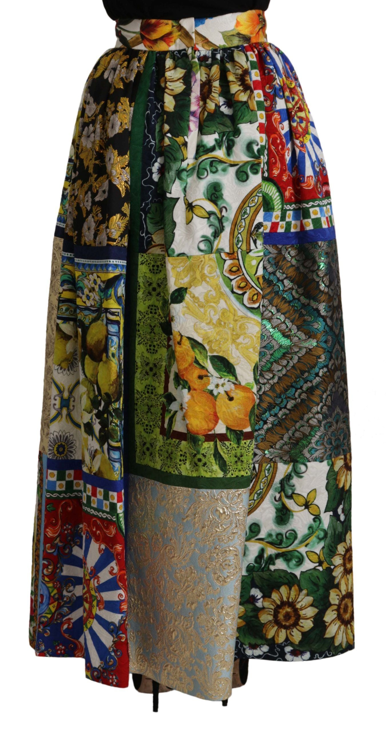 Dolce & Gabbana Multicolor Patchwork Sicily Long Maxi Skirt | Regal Royce