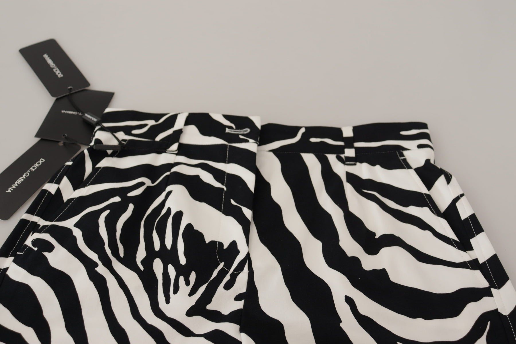 Dolce & Gabbana Black White Cotton Stretch Hot Pants Shorts | Regal Royce