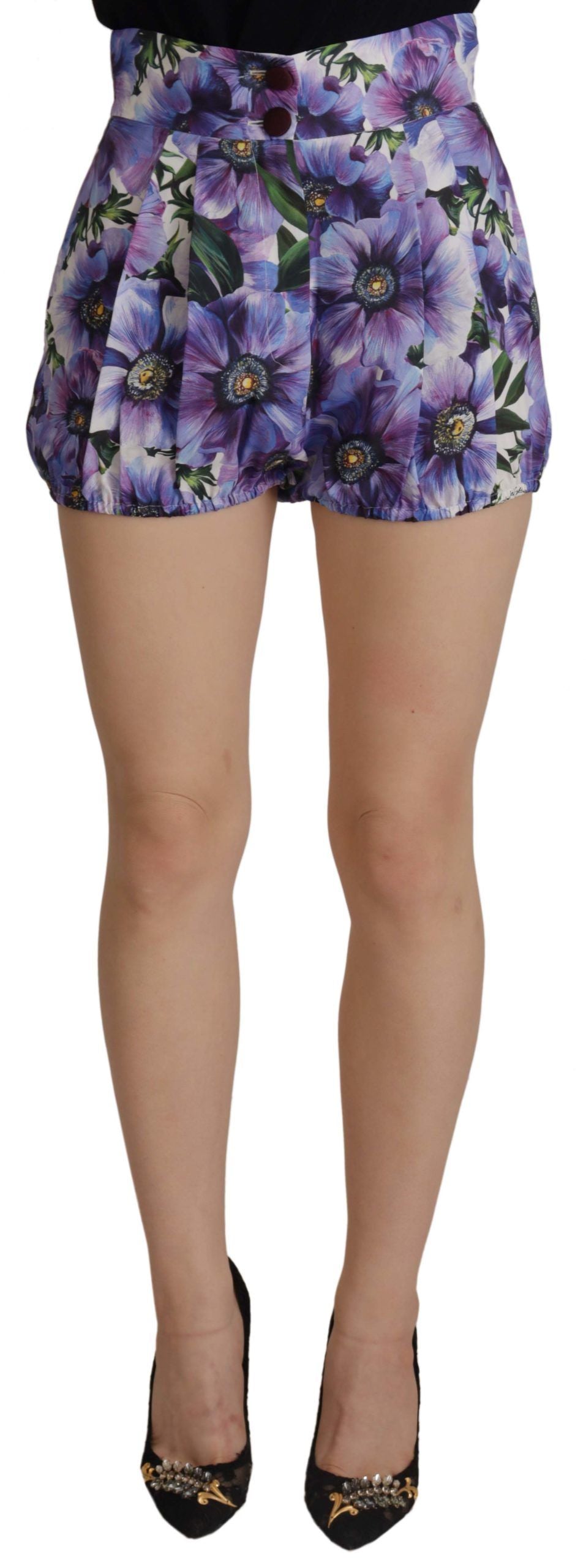 Dolce & Gabbana Purple Anemone High Waist Hot Pants Shorts | Regal Royce