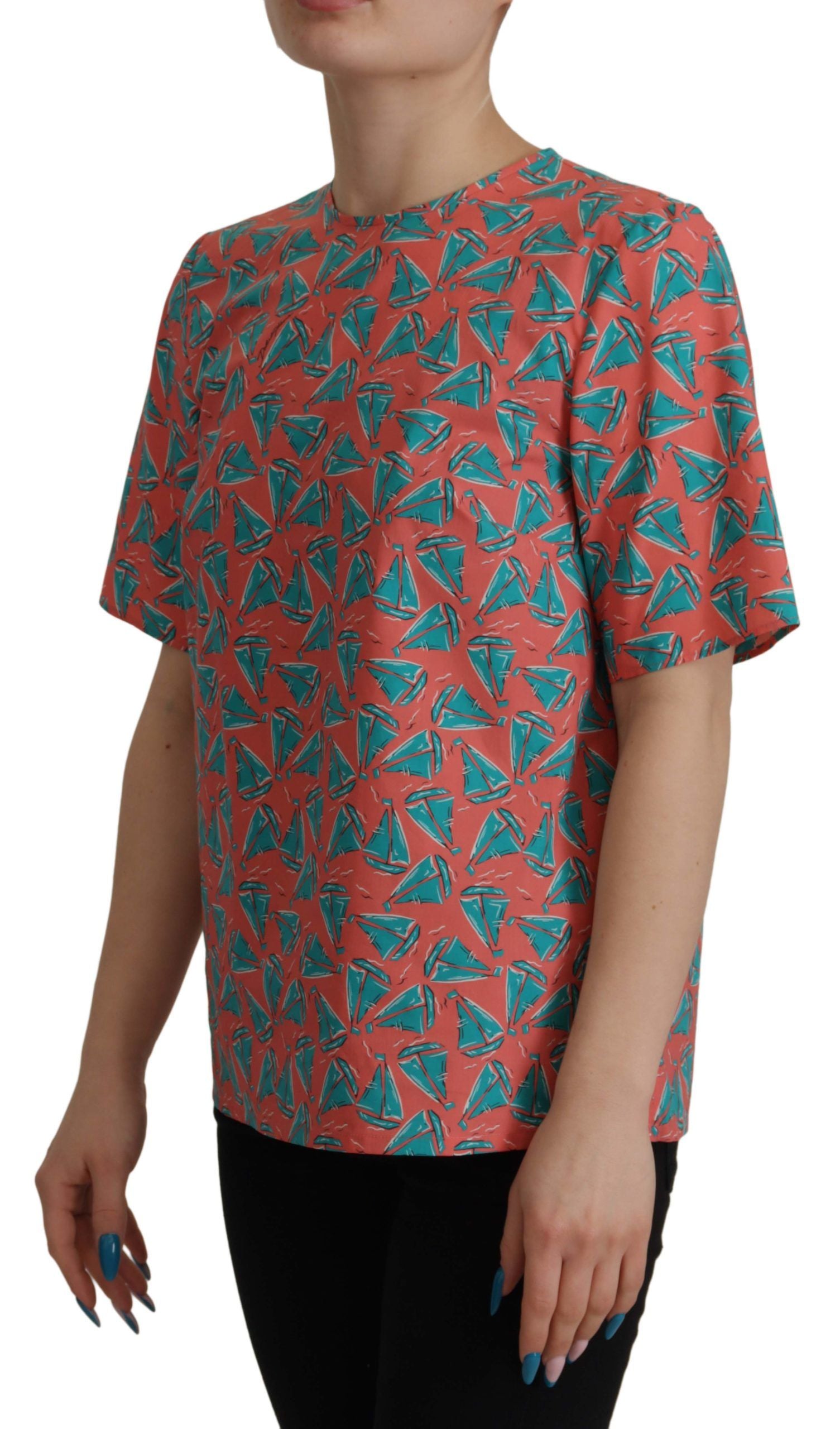 Dolce & Gabbana Pink Sail Boat Print Cotton T-shirt | Regal Royce
