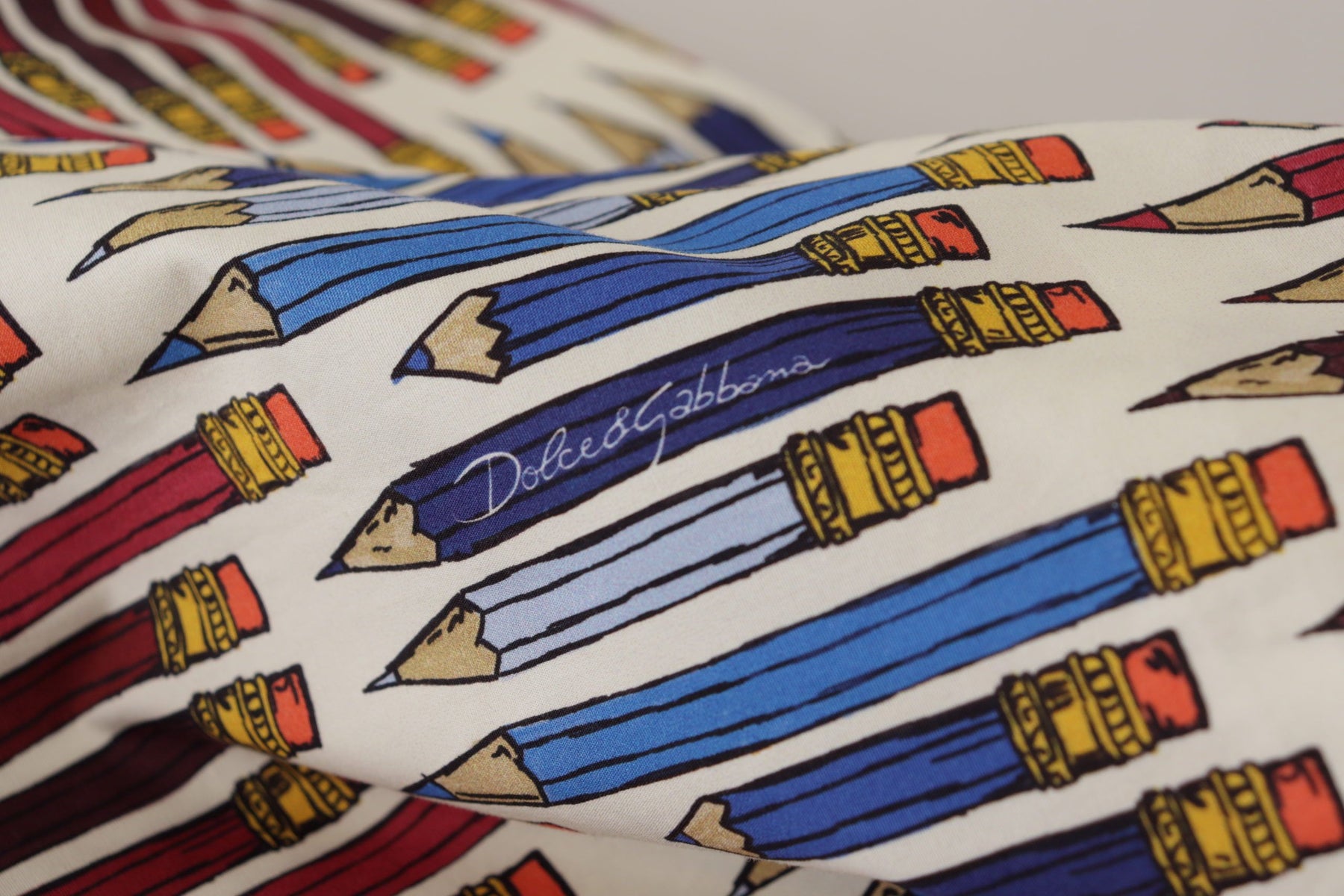 Dolce & Gabbana White Pencil Print Cotton T-shirt Blouse | Regal Royce