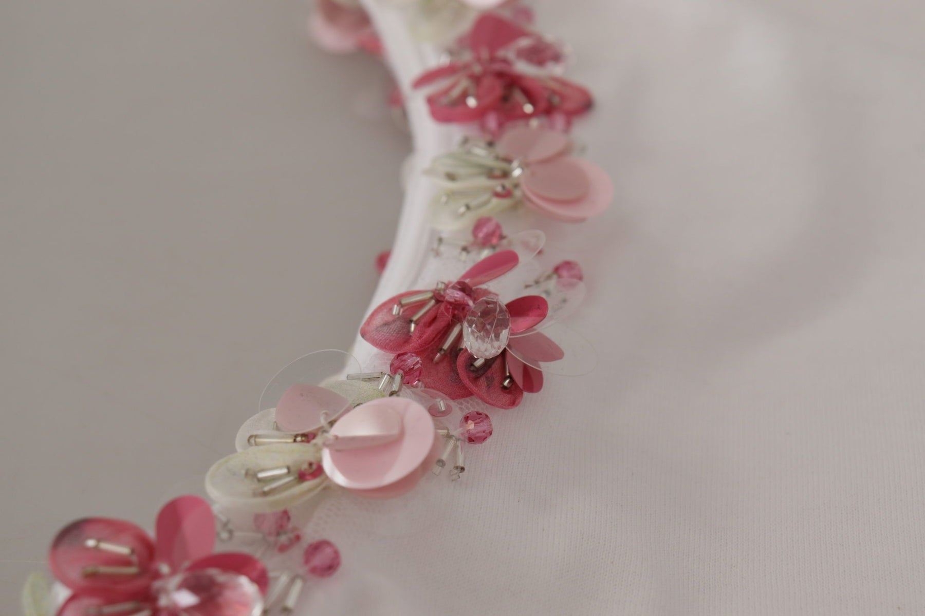 Dolce & Gabbana White DG Crown Floral Sequin T-shirt | Regal Royce