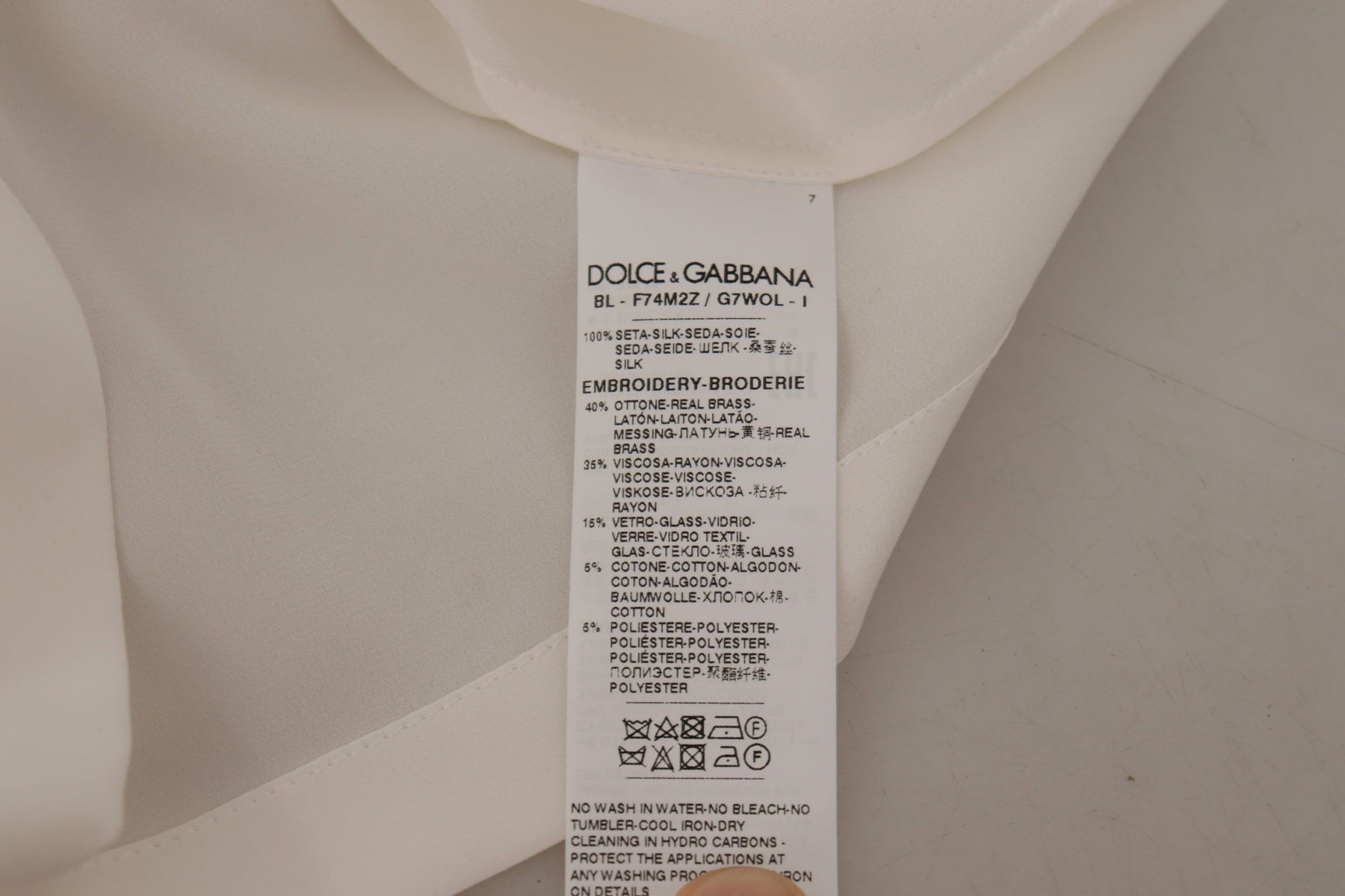 Dolce & Gabbana White Silk Gold DG Crown Crystal Blouse Top | Regal Royce