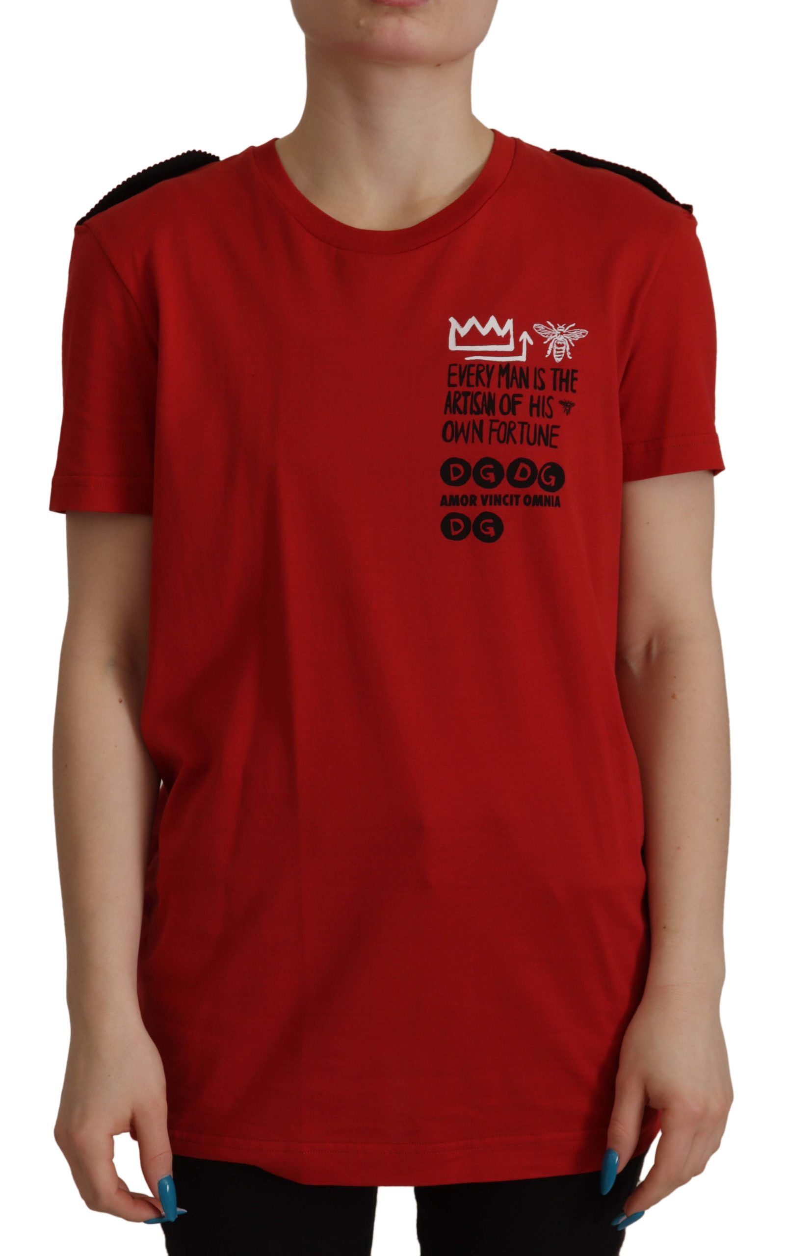 Dolce & Gabbana Red Amor Vincit Omnia Crewneck T-shirt | Regal Royce