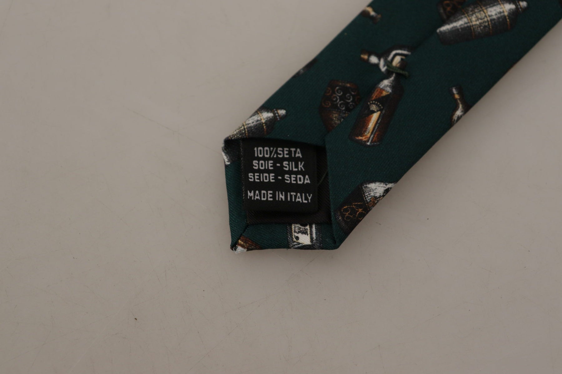 Dolce & Gabbana Black Bottle Fantasy Print Silk Adjustable Accessory Tie | Regal Royce