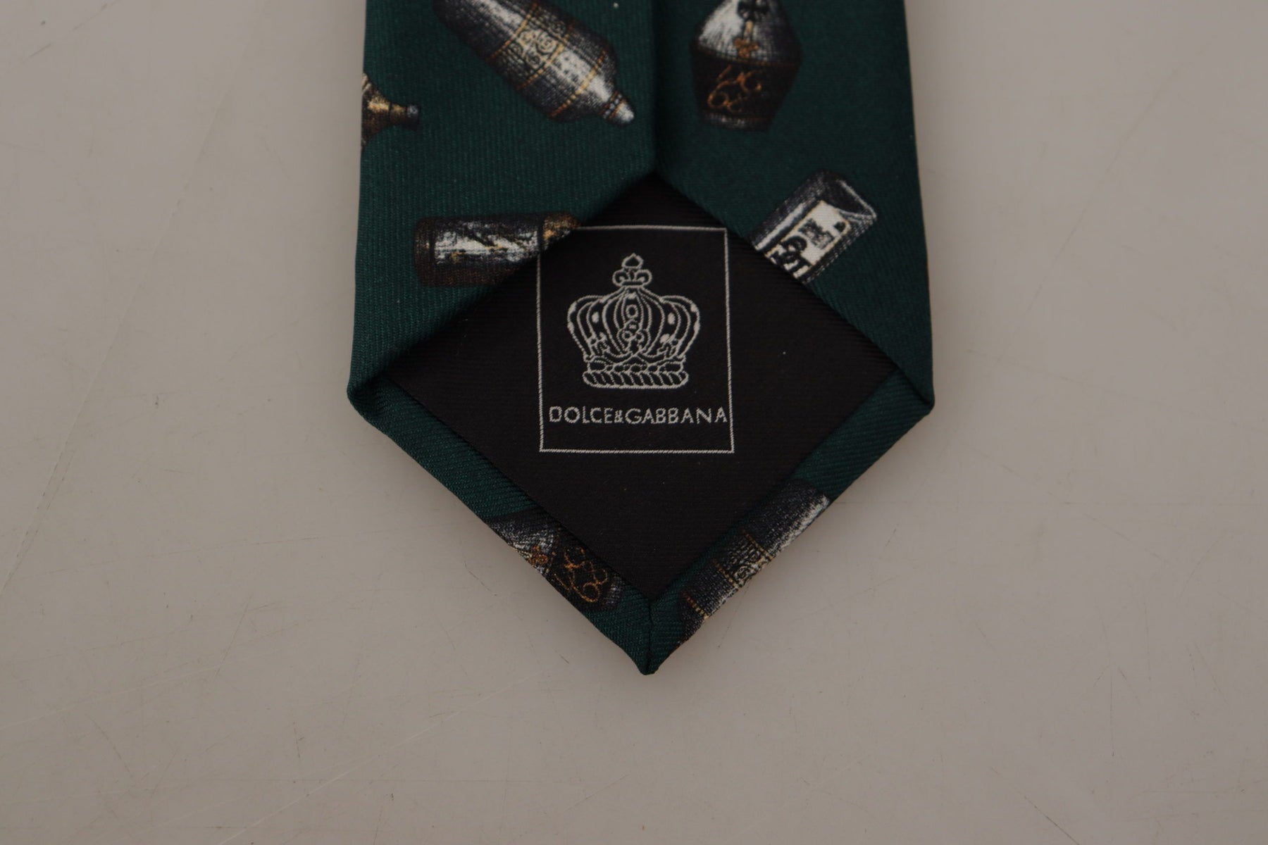 Dolce & Gabbana Black Bottle Fantasy Print Silk Adjustable Accessory Tie | Regal Royce