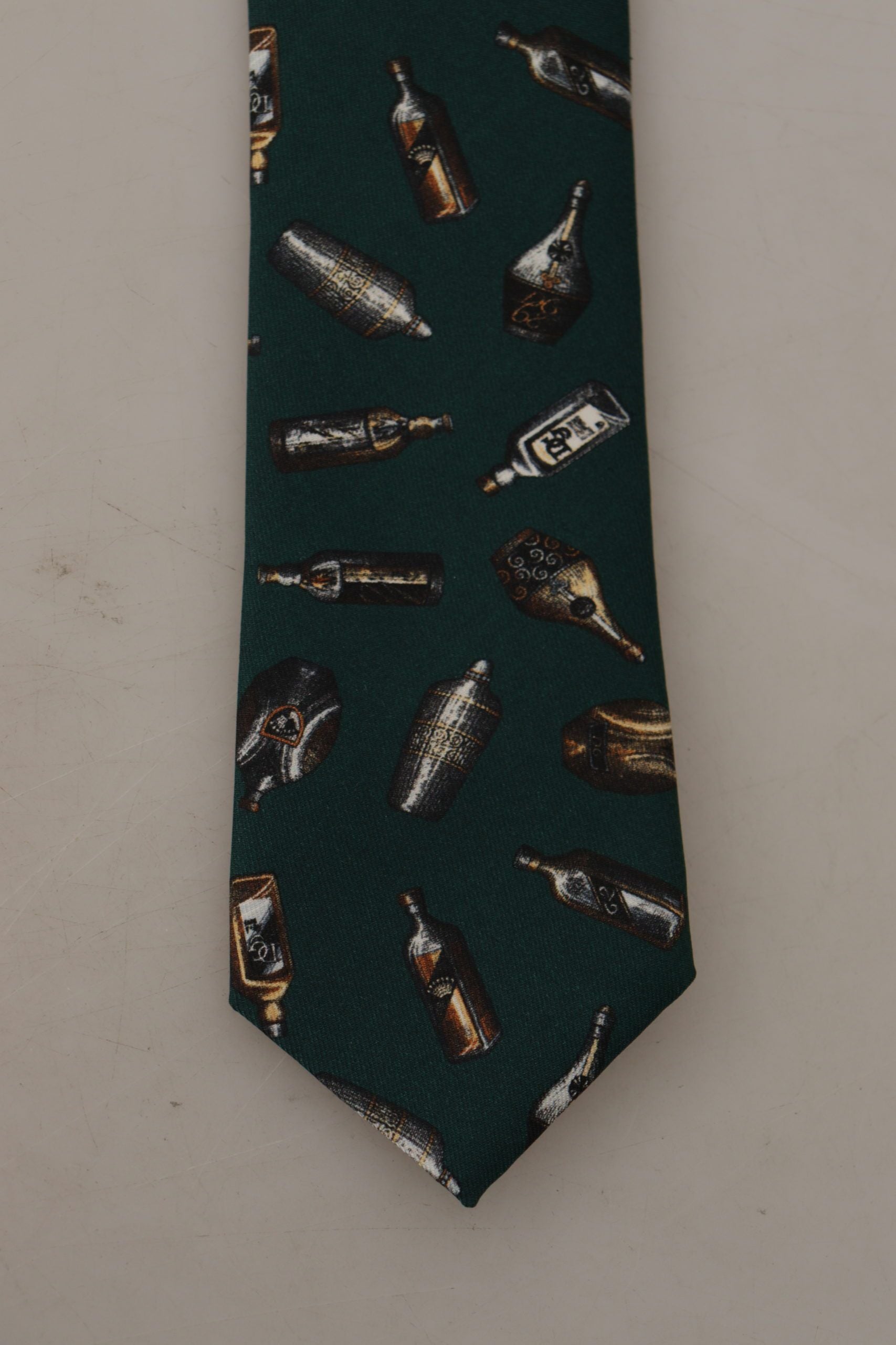 Dolce & Gabbana Black Bottle Fantasy Print Silk Adjustable Accessory Tie | Regal Royce