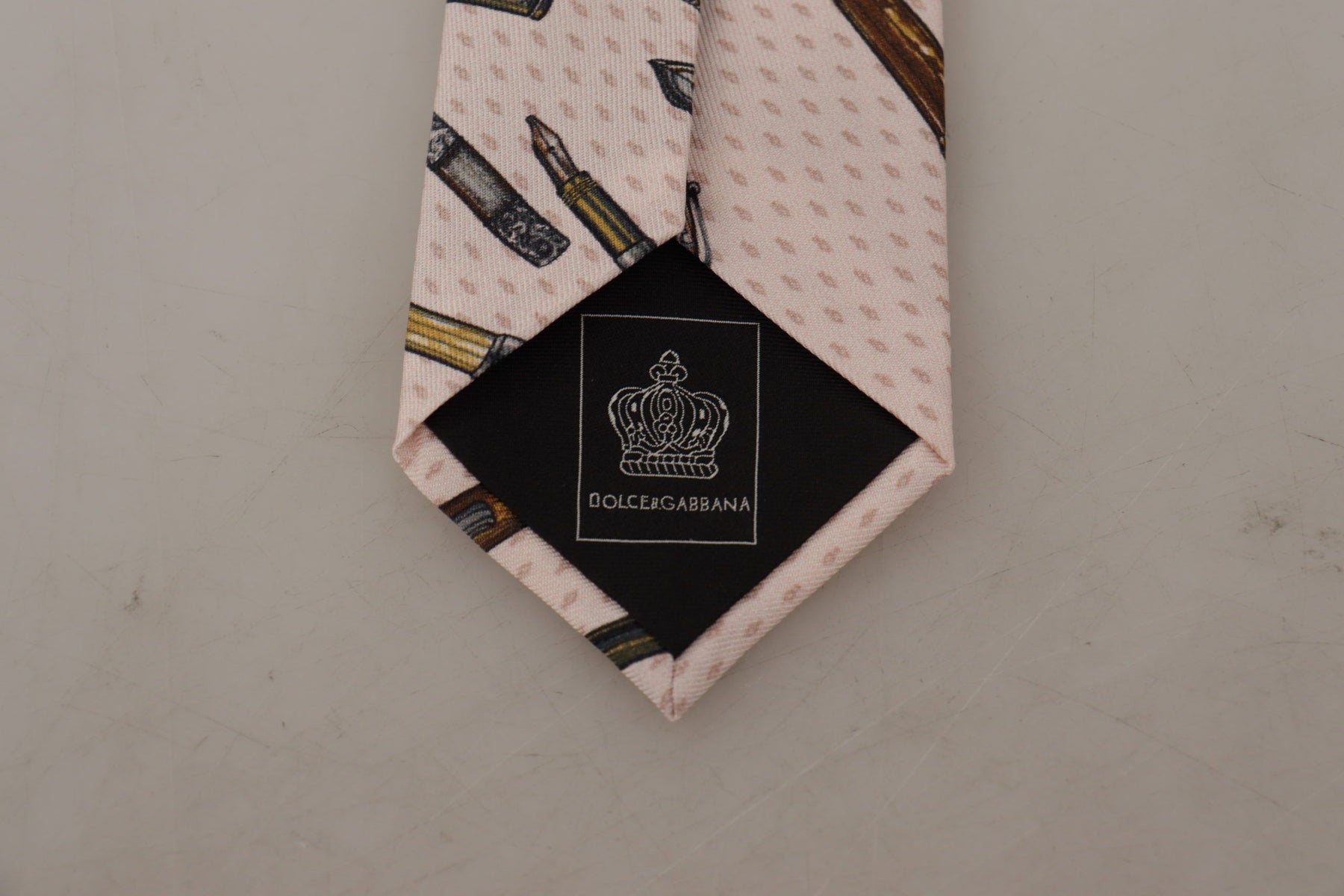Dolce & Gabbana Pink Pen Dots Print 100% Silk Adjustable Neck Accessory Tie | Regal Royce