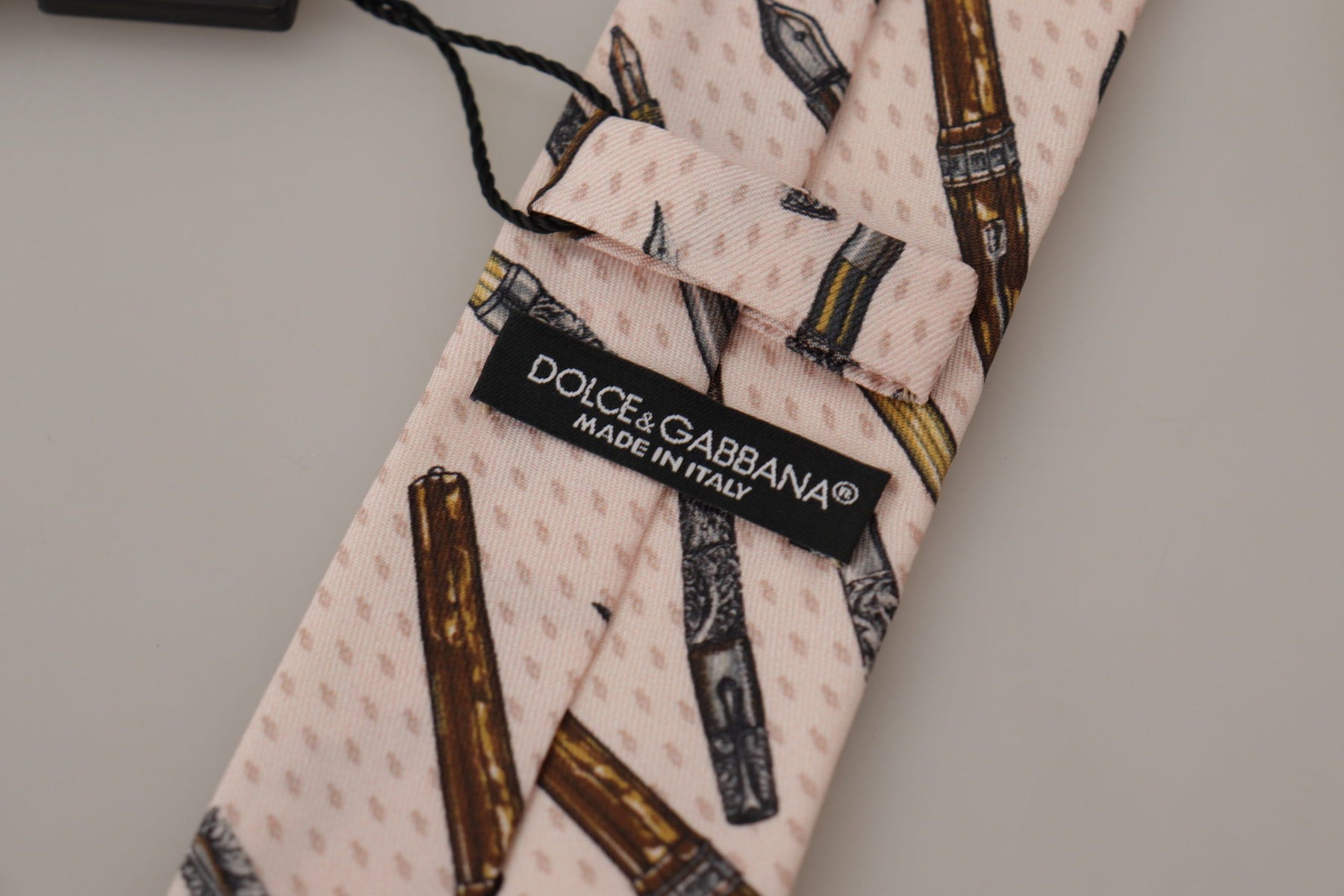 Dolce & Gabbana Pink Pen Dots Print 100% Silk Adjustable Neck Accessory Tie | Regal Royce