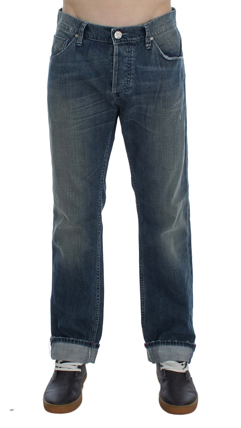 Acht Blue Wash Cotton Denim Regular Fit Jeans | Regal Royce