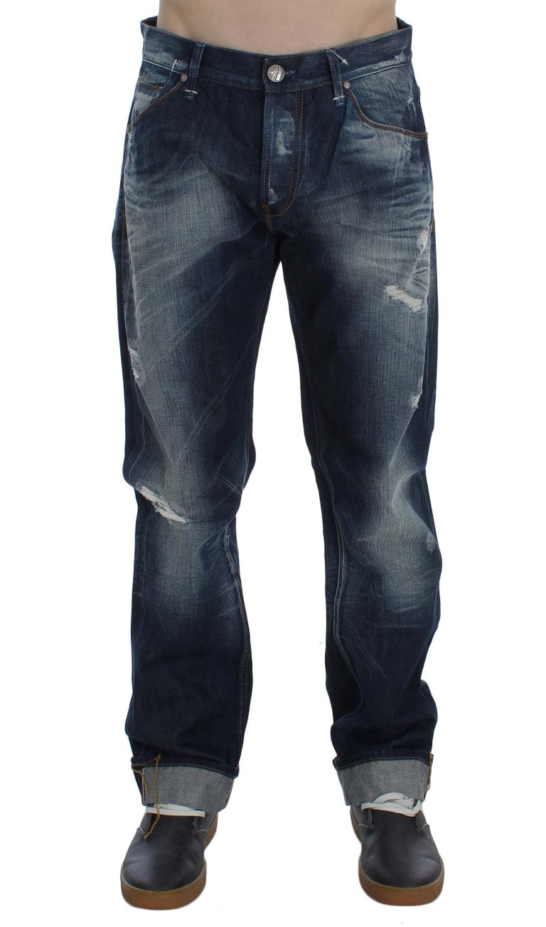 Acht Blue Wash Cotton Denim Regular Fit Jeans | Regal Royce