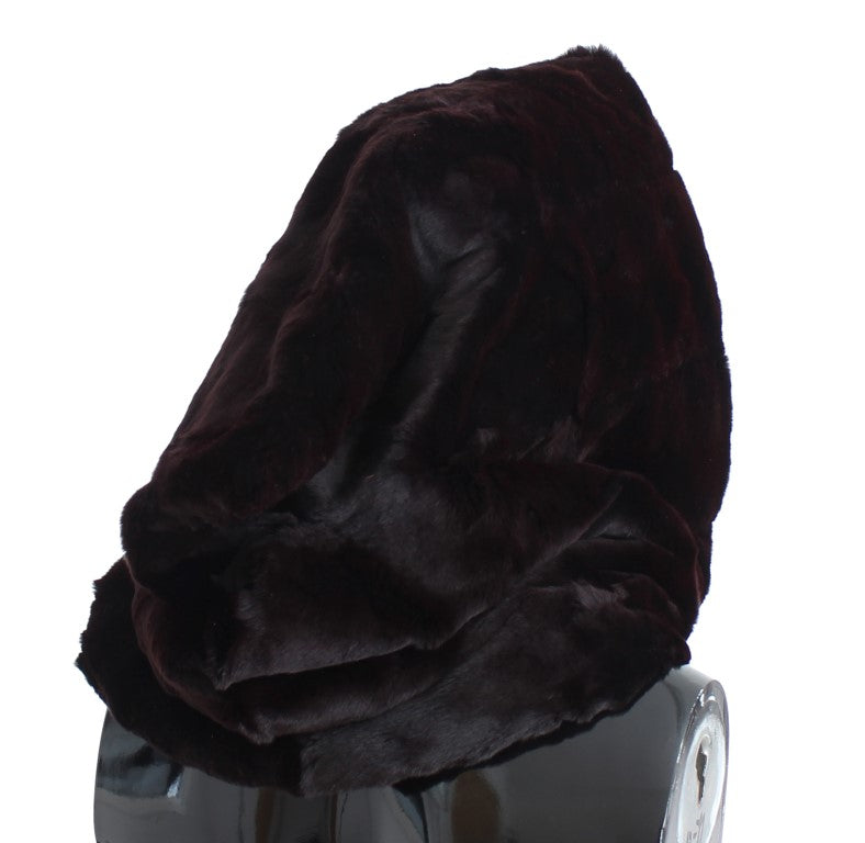 Dolce & Gabbana Purple Weasel Fur Crochet Hood Scarf Hat | Regal Royce