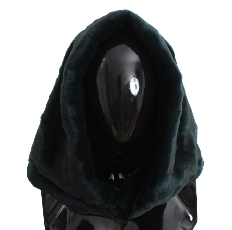 Dolce & Gabbana Green Weasel Fur Crochet Hood Scarf Hat | Regal Royce