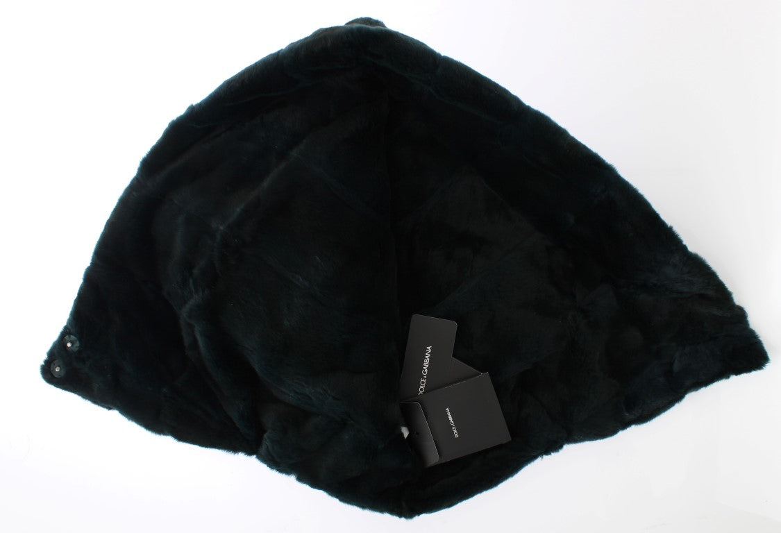 Dolce & Gabbana Green Weasel Fur Crochet Hood Scarf Hat | Regal Royce