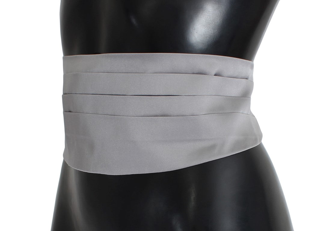 Dolce & Gabbana Gray Waist Belt Silk Cummerbund | Regal Royce