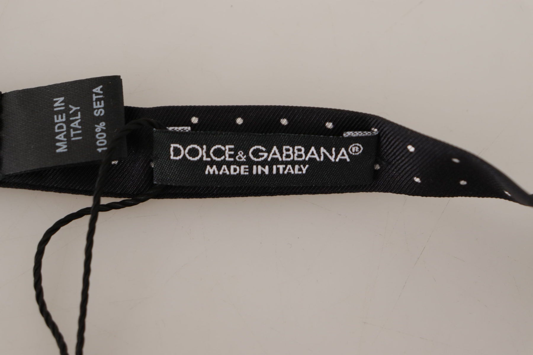 Dolce & Gabbana Black White Polka Dot 100% Silk Neck Papillon Tie | Regal Royce